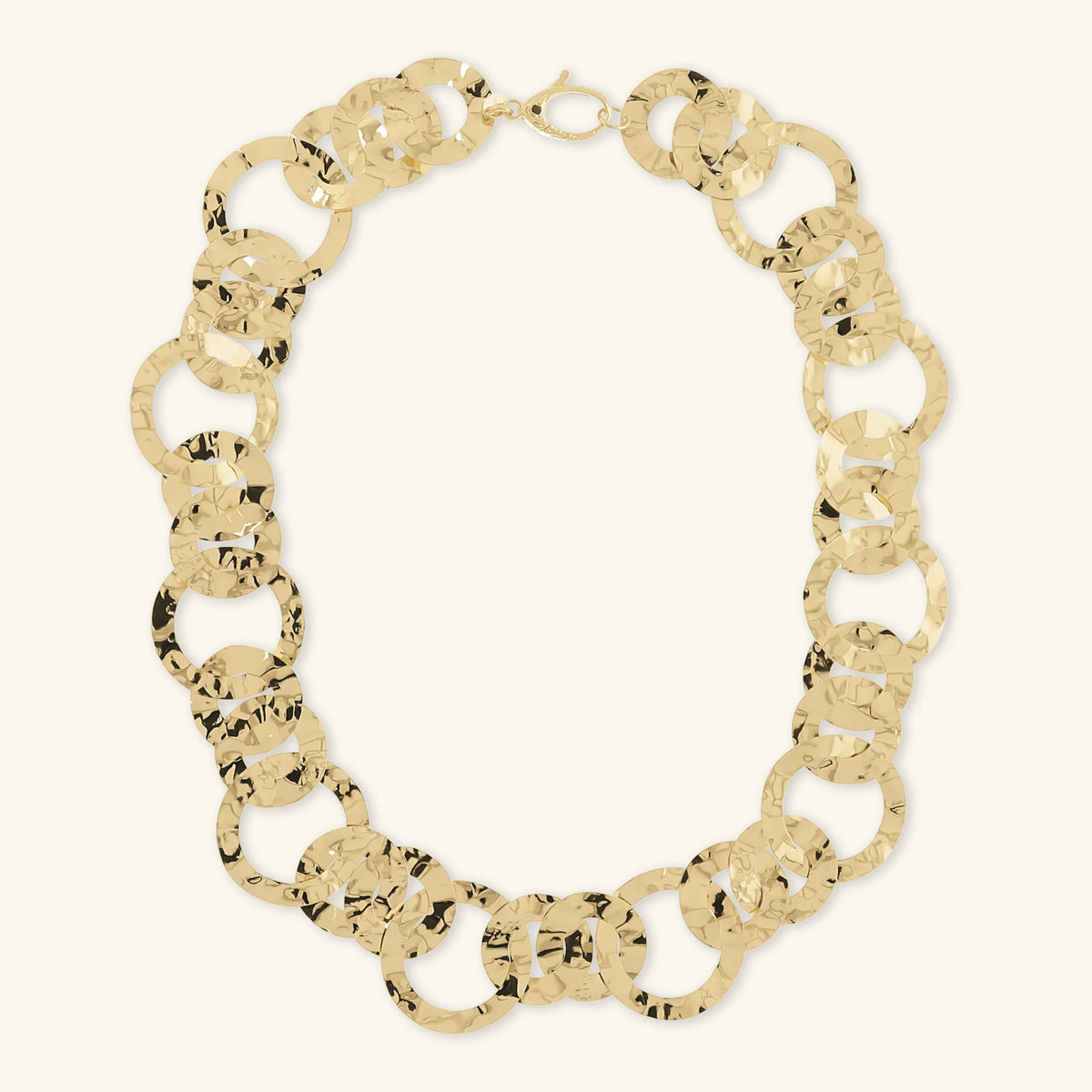 Round Flat Knit Necklace with Stone Closure
