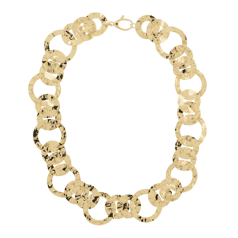 Figaro Chain Necklace with Hammered Links