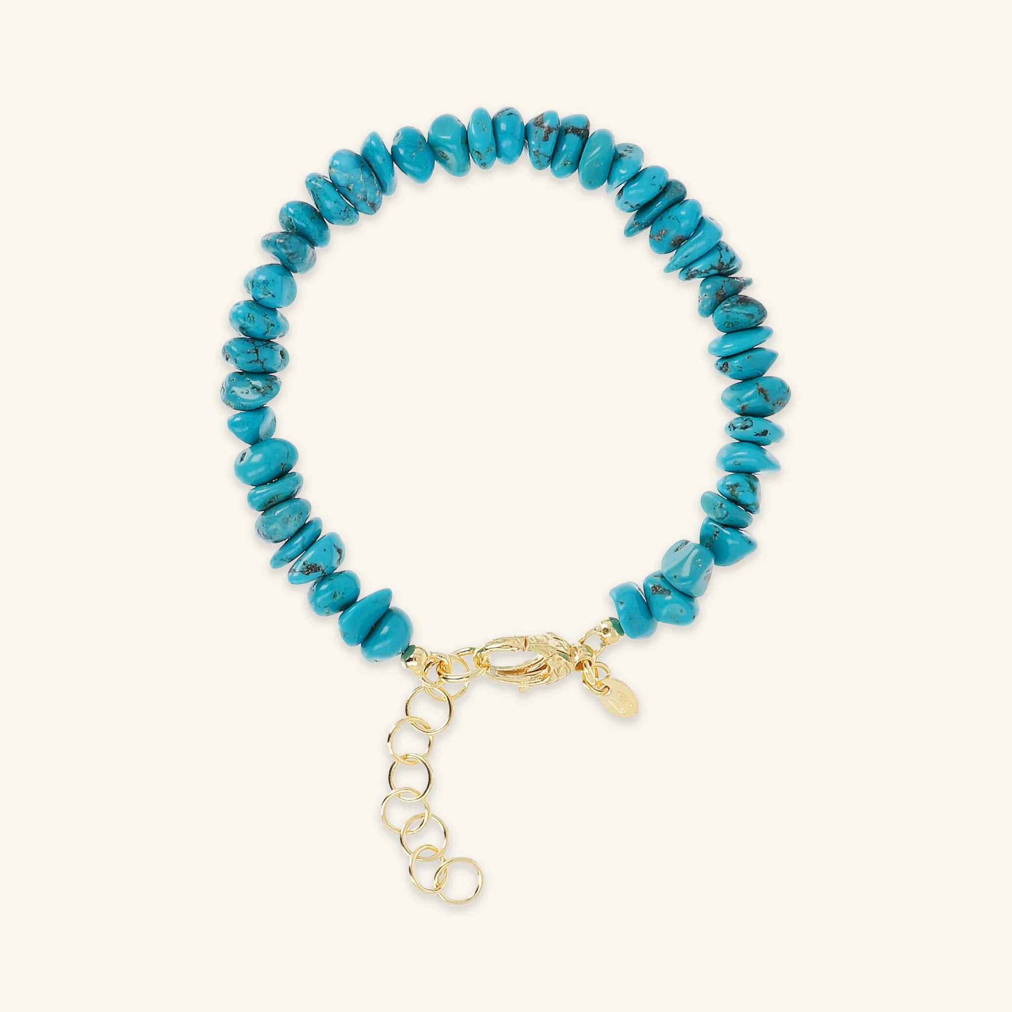 925 Sterling Silver 18Kt Yellow Gold Plated Bracelet with Natural Turquoise Stones