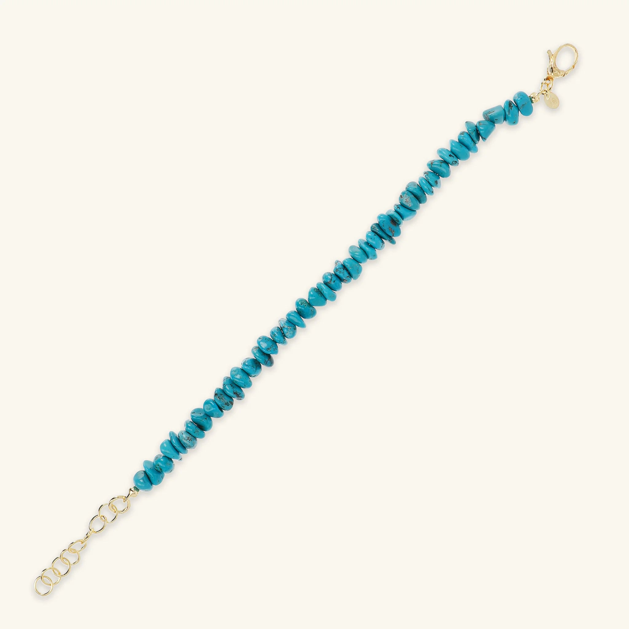 925 Sterling Silver 18Kt Yellow Gold Plated Bracelet with Natural Turquoise Stones