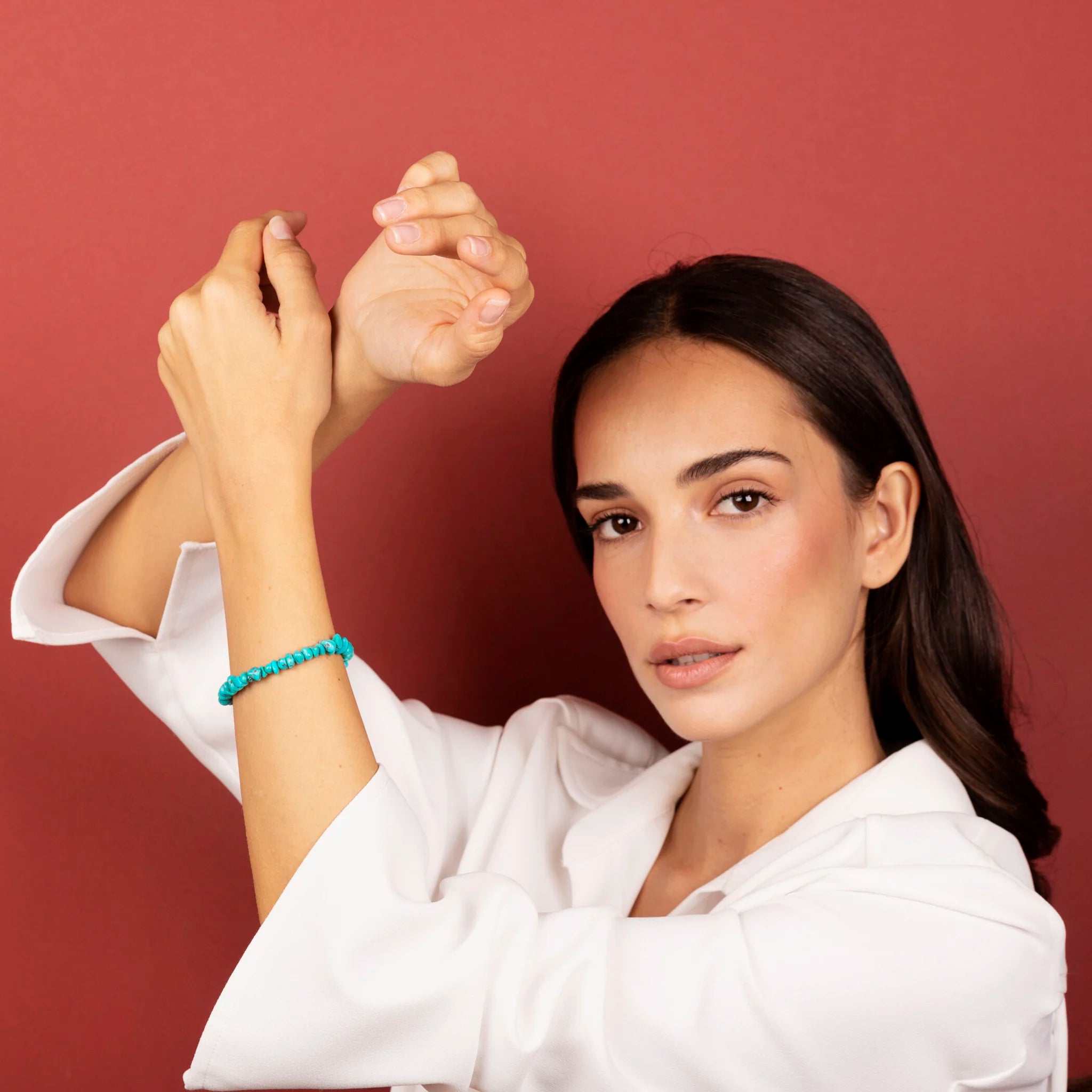 925 Sterling Silver 18Kt Yellow Gold Plated Bracelet with Natural Turquoise Stones