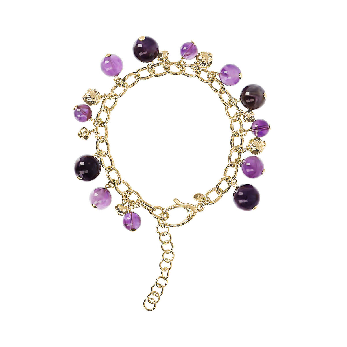Rolo Chain Bracelet with Golden Spheres Charms and Natural Stones