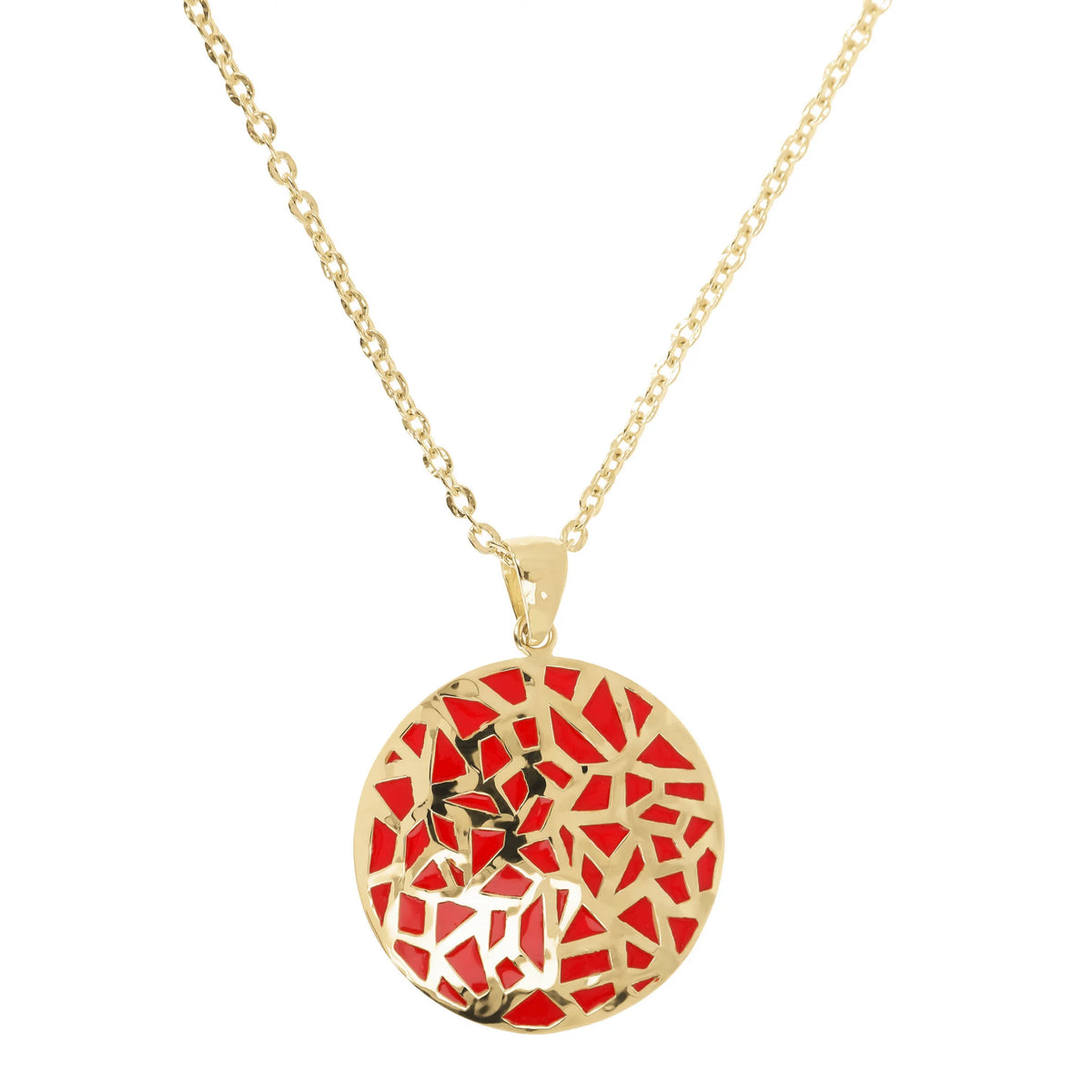 Enameled Openwork Pendant Necklace