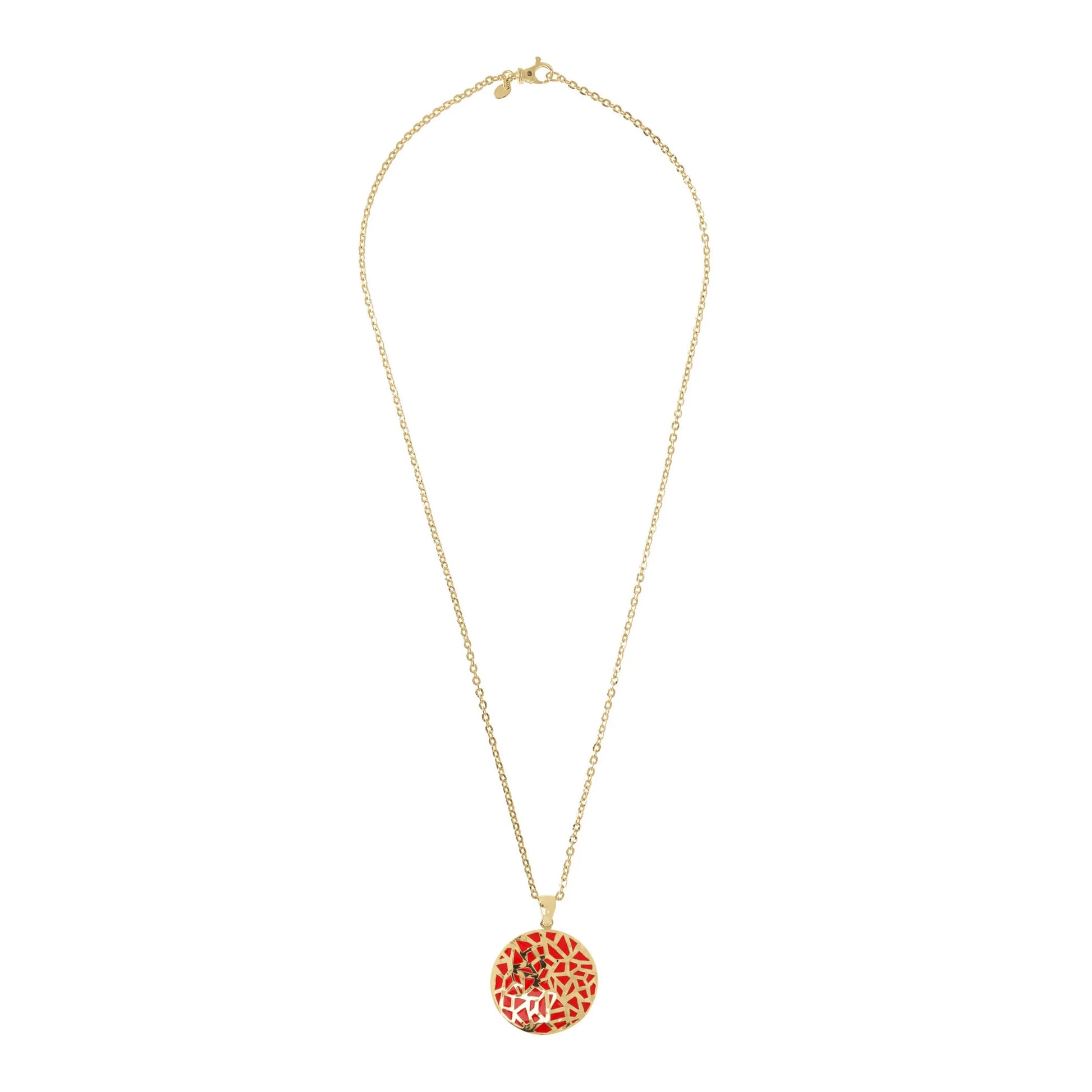 Enameled Openwork Pendant Necklace