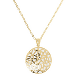 Long Forzatina Chain Necklace with Perforated Round Pendant