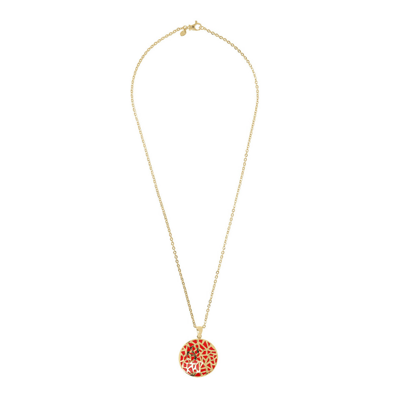Long Forzatina Chain Necklace with Perforated Round Pendant