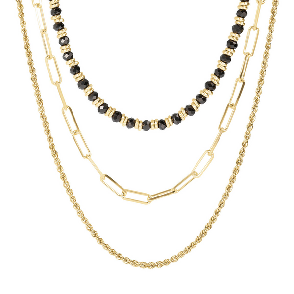 Graduated Multi-strand Necklace with Black Spinel