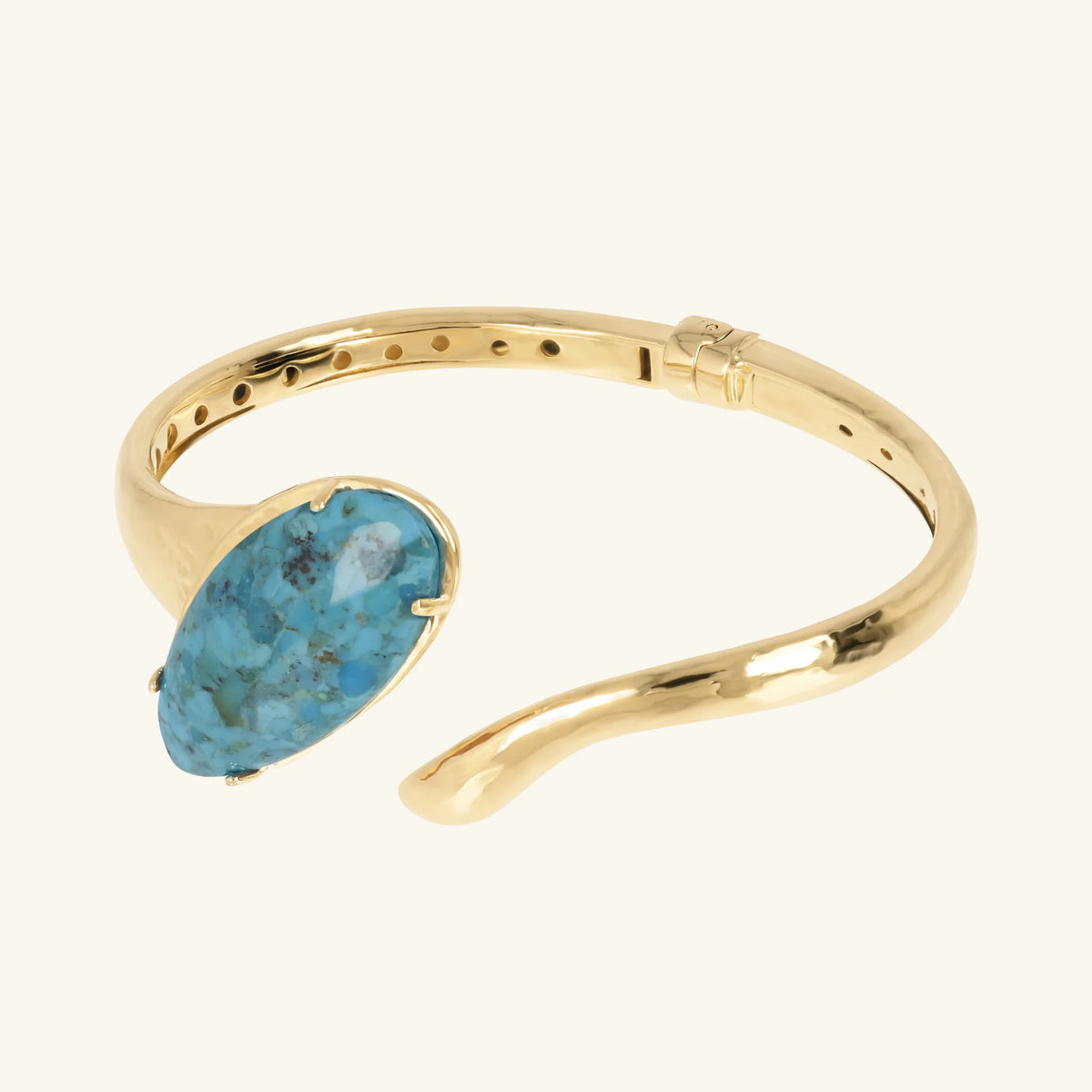 Bracciale Rigido Design Asimmetrico con Pietra Naturale Ovale