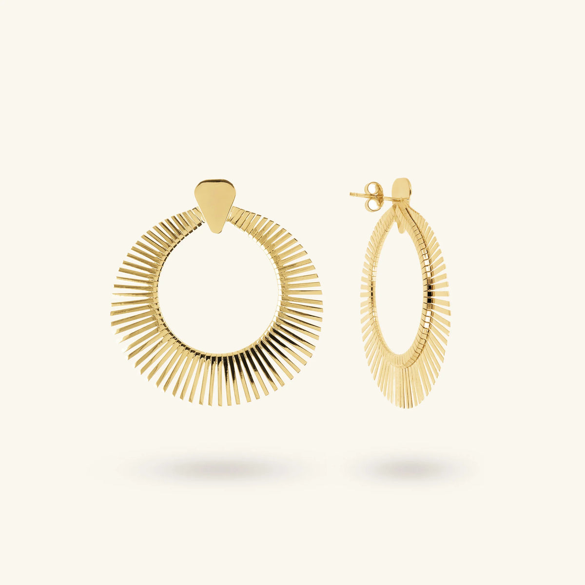 Cleopatra Style Drop Hoop Earrings