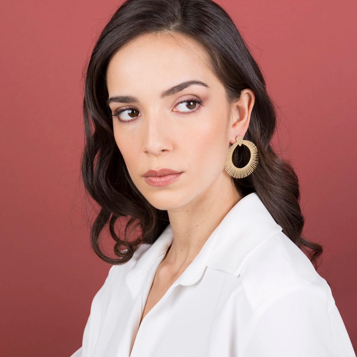 Cleopatra Style Drop Hoop Earrings