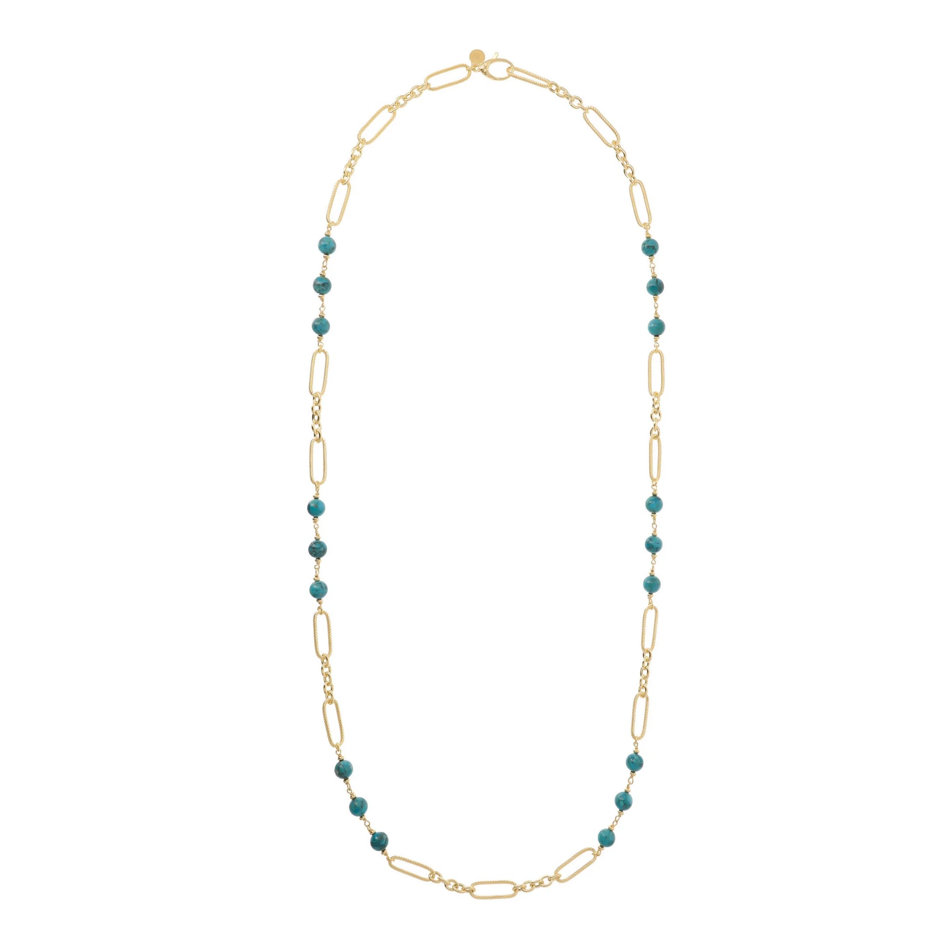 Collana Lunga a Maglie Alternate con Pietre Naturali