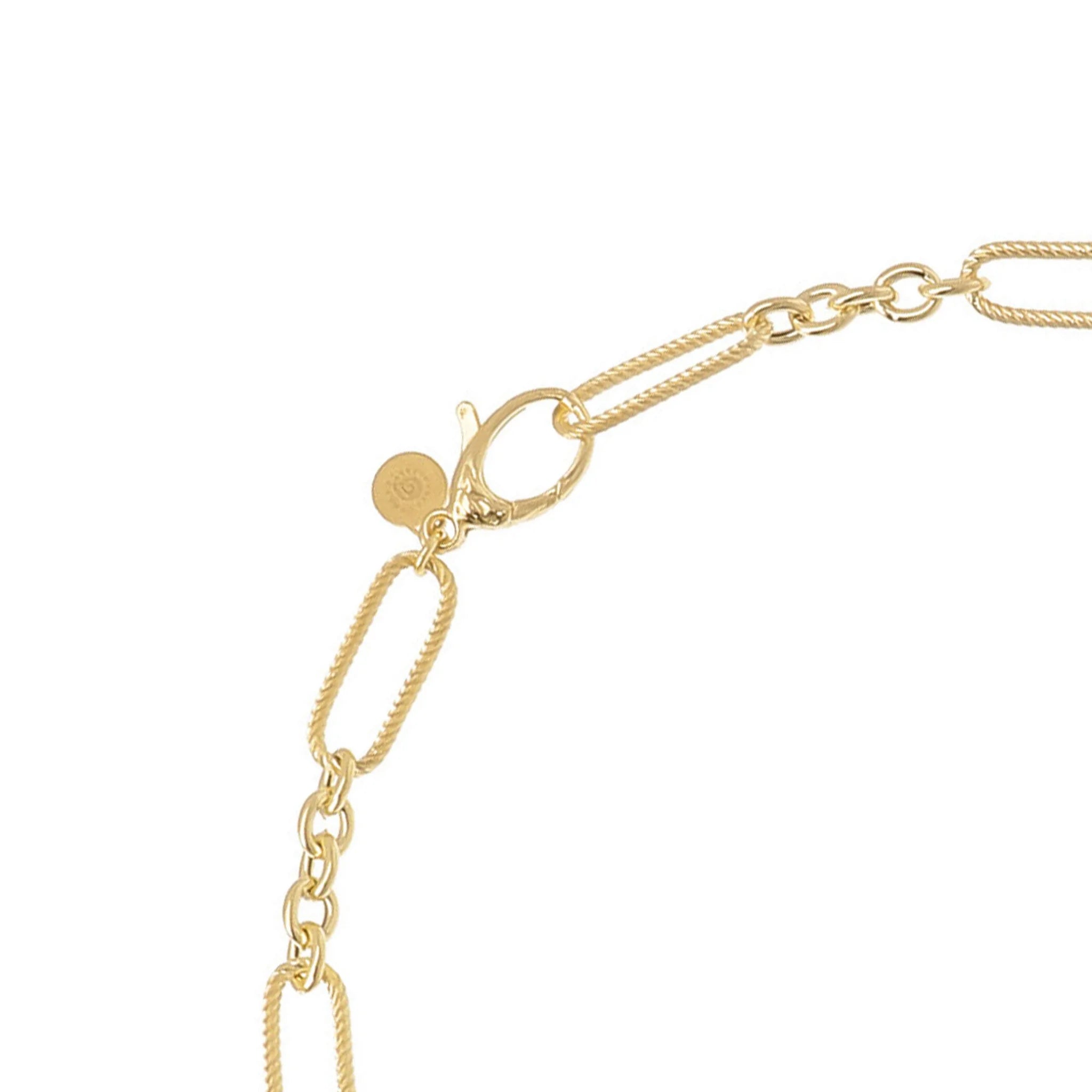 Collana Lunga a Maglie Alternate con Pietre Naturali