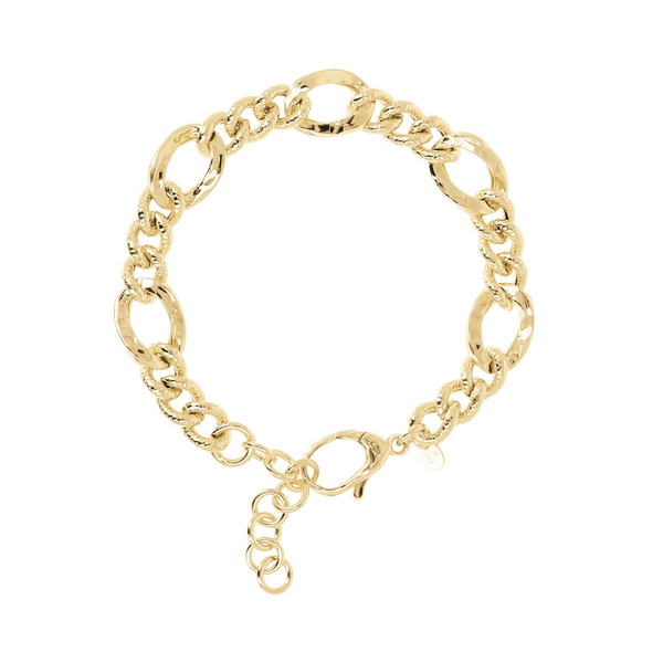 Figaro Chain Bracelet with Curb Chain