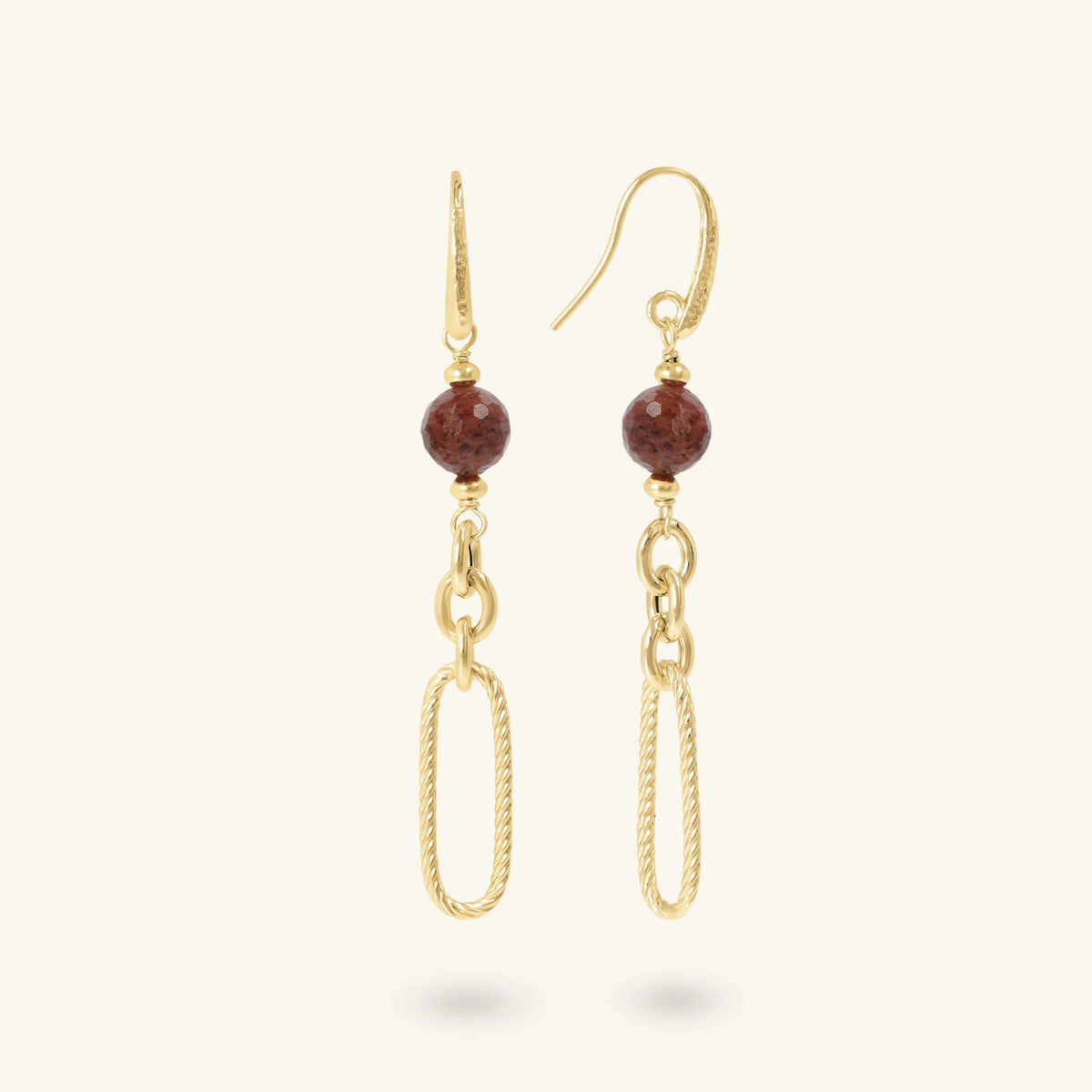 Boucles d’oreilles pendantes à maillons alternés avec pierres naturelles