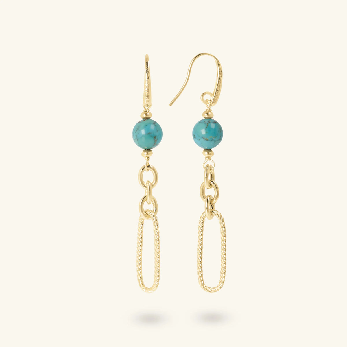 Boucles d’oreilles pendantes à maillons alternés avec pierres naturelles