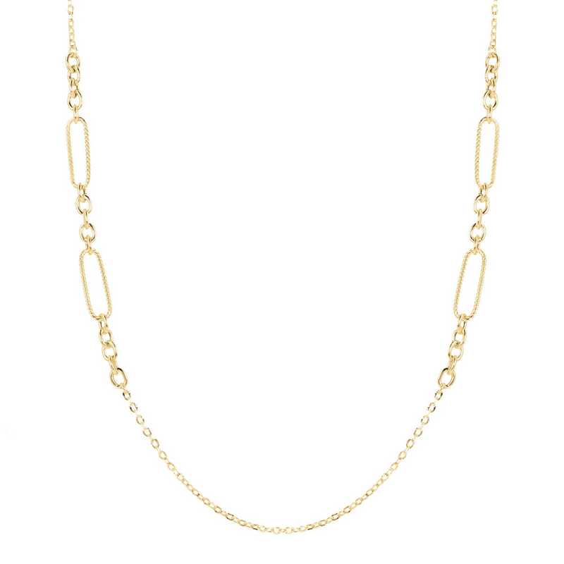 Long Rolo Chain Necklace with Alternating Links