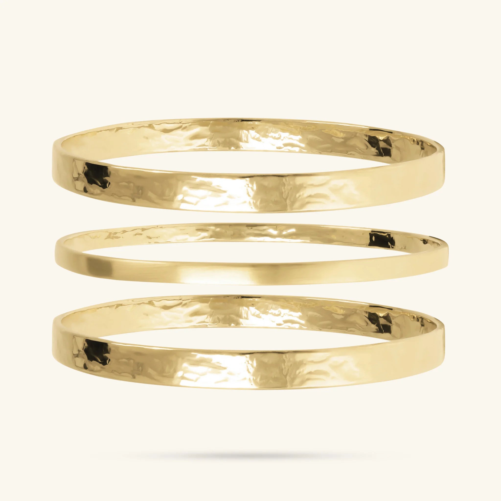 Set Tre Bracciali Rigidi Martellati e Satinati