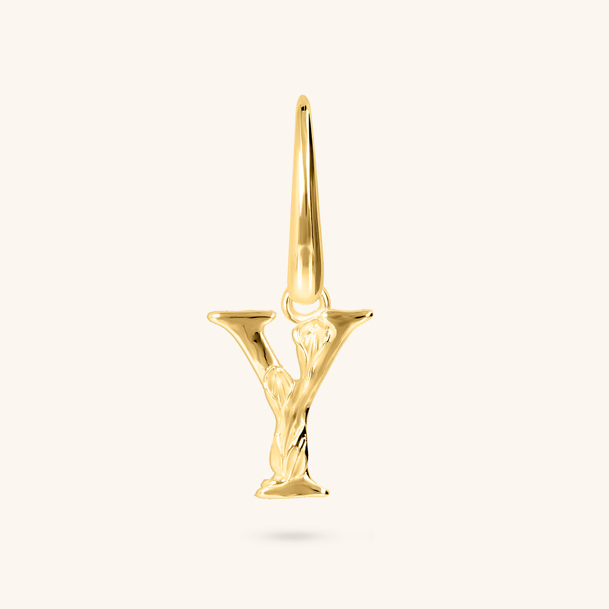 Mono Orecchino Iniziale con Fiore e Superficie Martellata