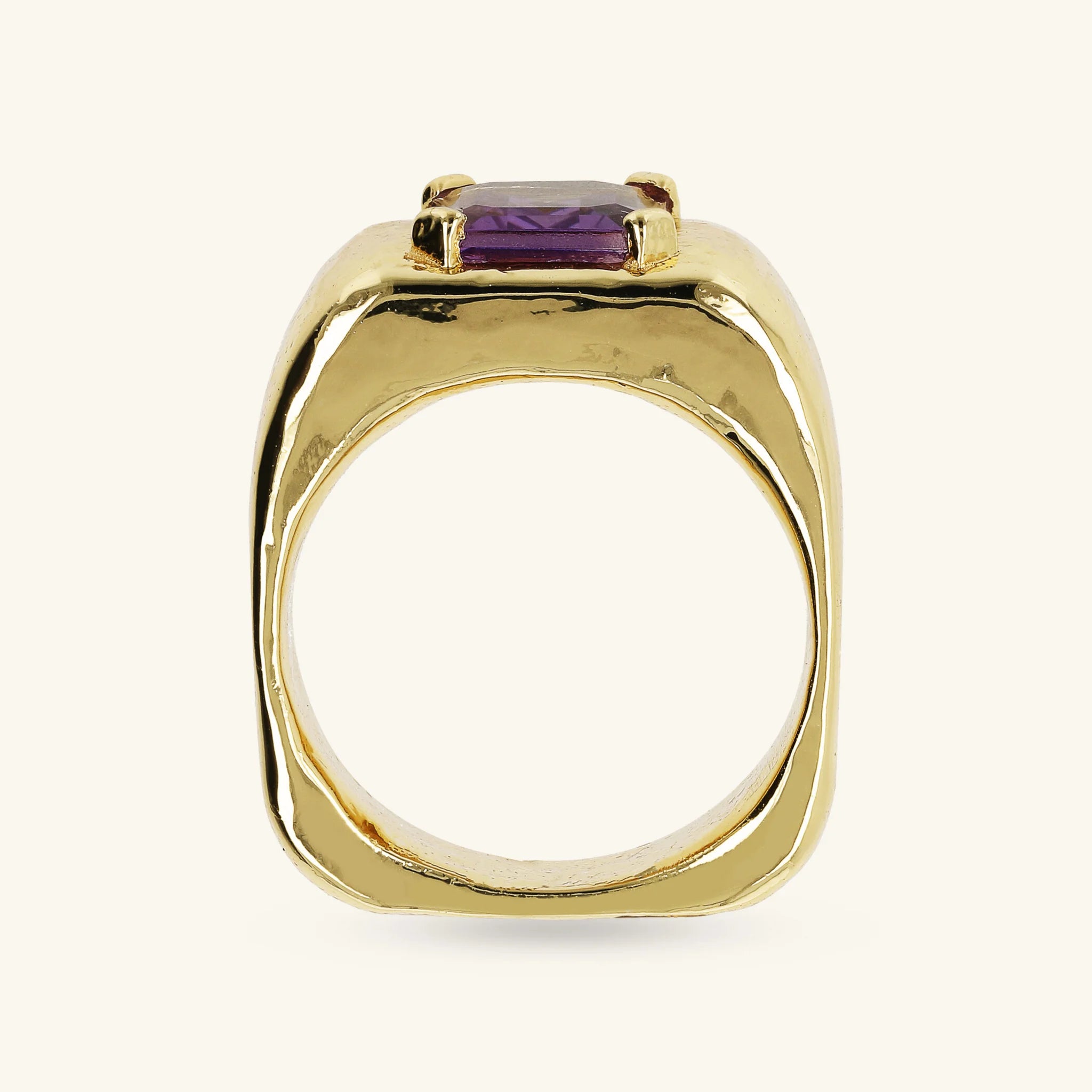 Anello Chevalier Squadrato con Pietra Naturale