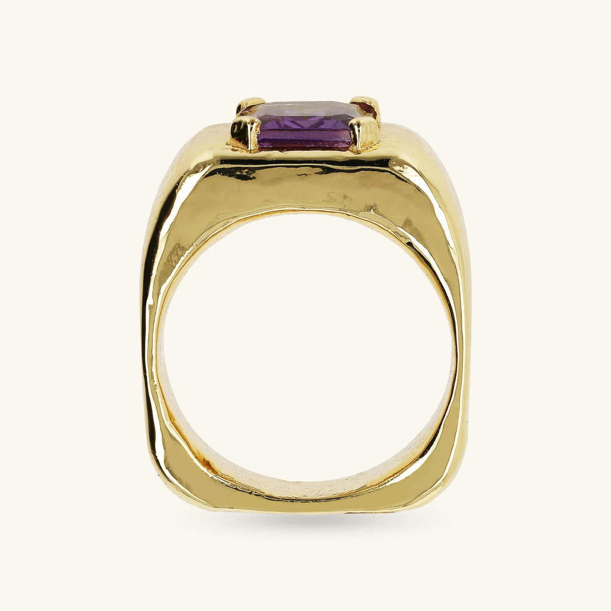 Anello Chevalier Squadrato con Pietra Naturale