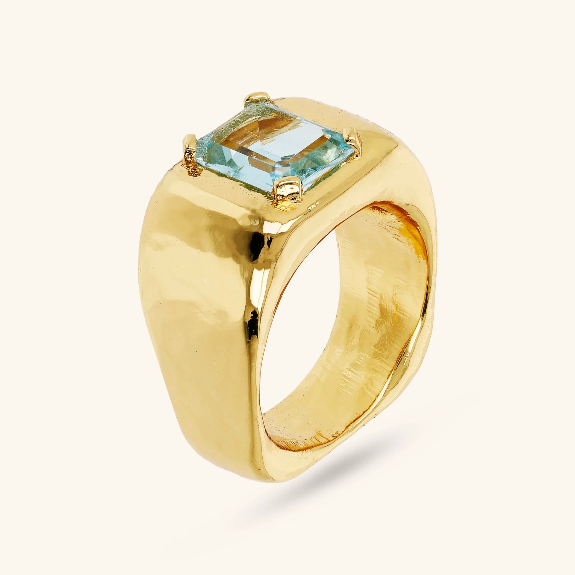 Anello Chevalier Squadrato con Pietra Naturale