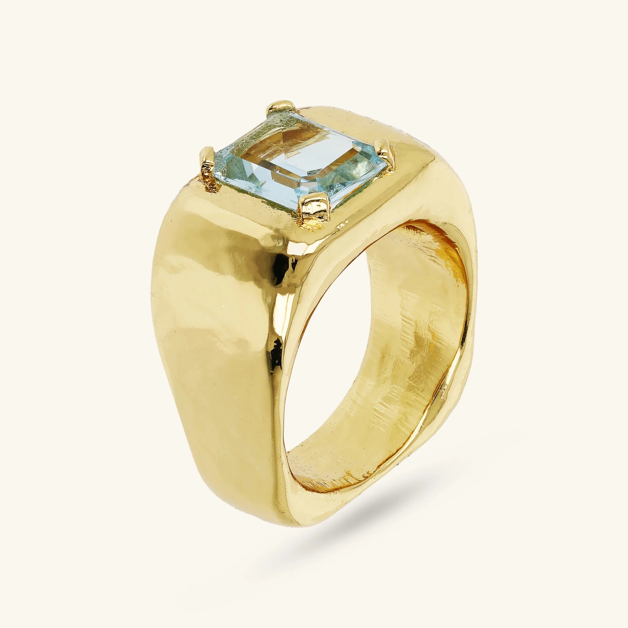 Anello Chevalier Squadrato con Pietra Naturale