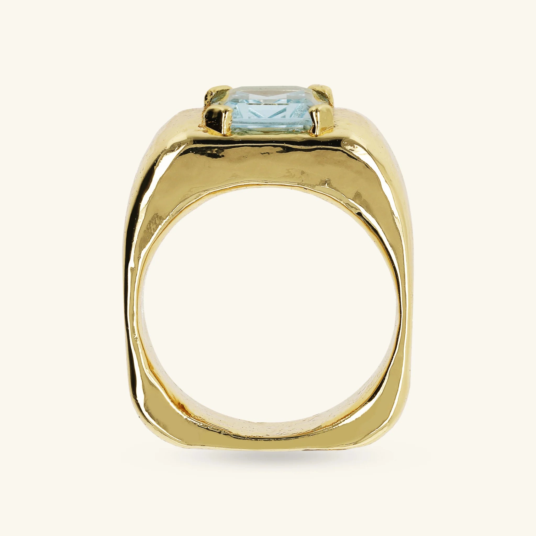 Anello Chevalier Squadrato con Pietra Naturale