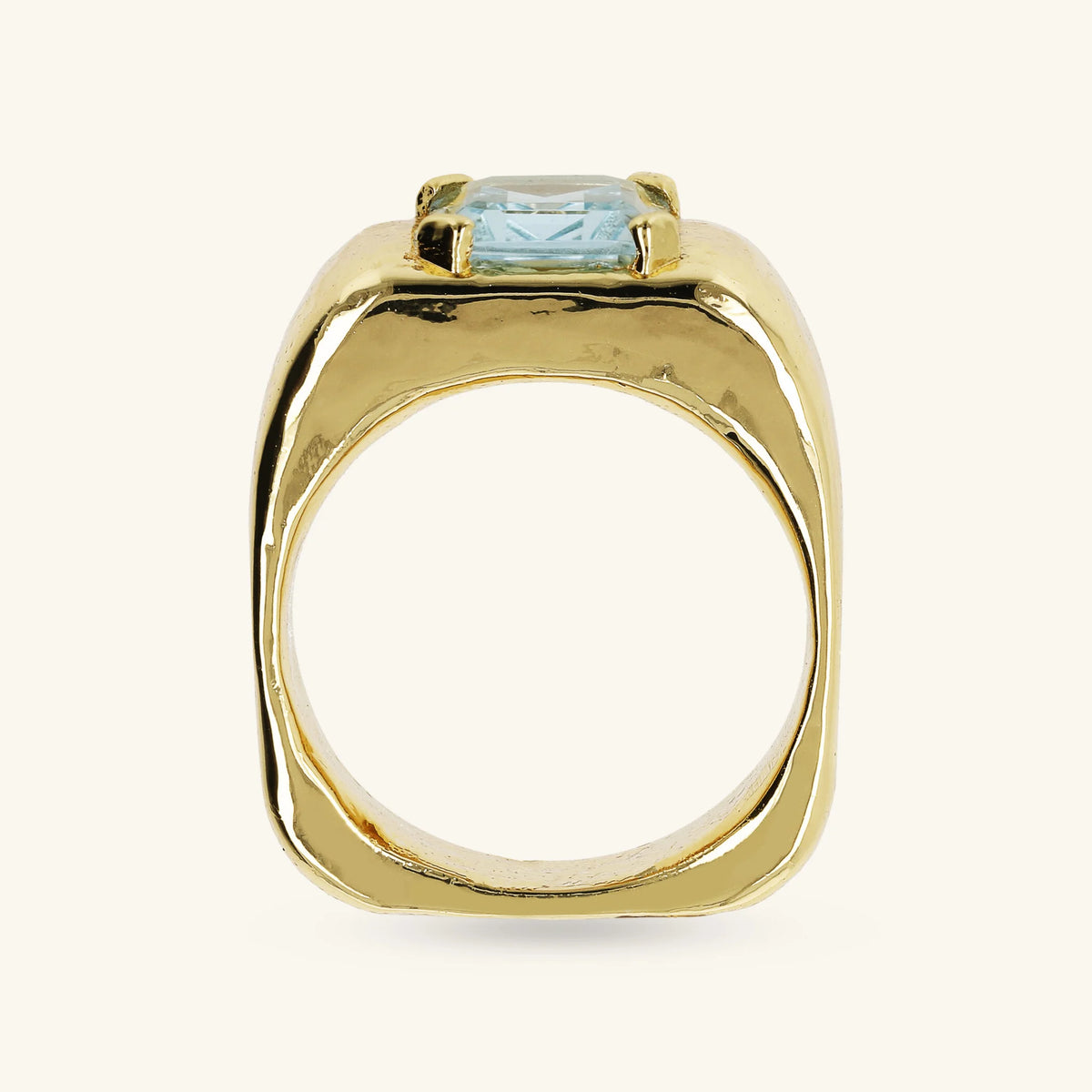 Anello Chevalier Squadrato con Pietra Naturale