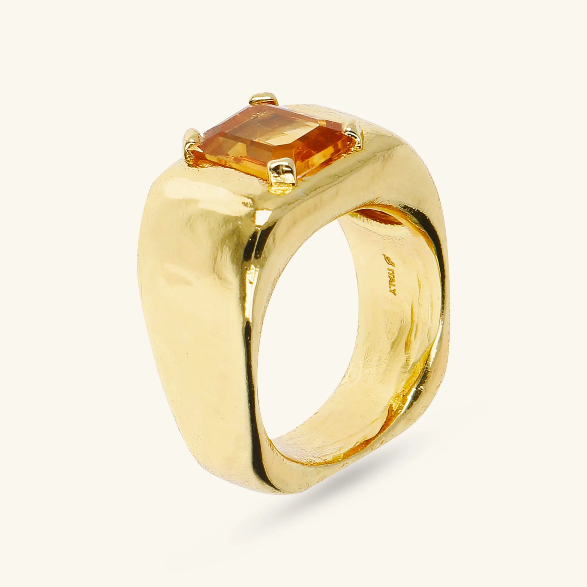 Anello Chevalier Squadrato con Pietra Naturale