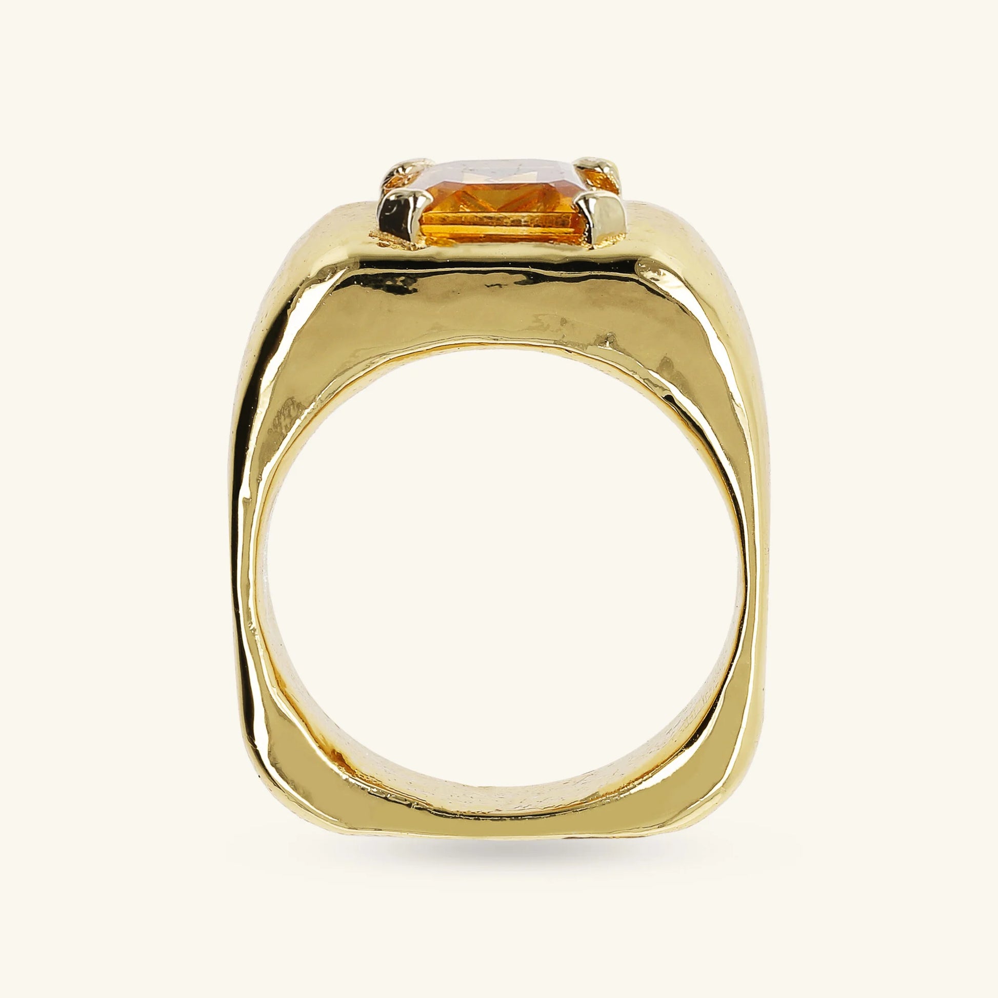 Anello Chevalier Squadrato con Pietra Naturale