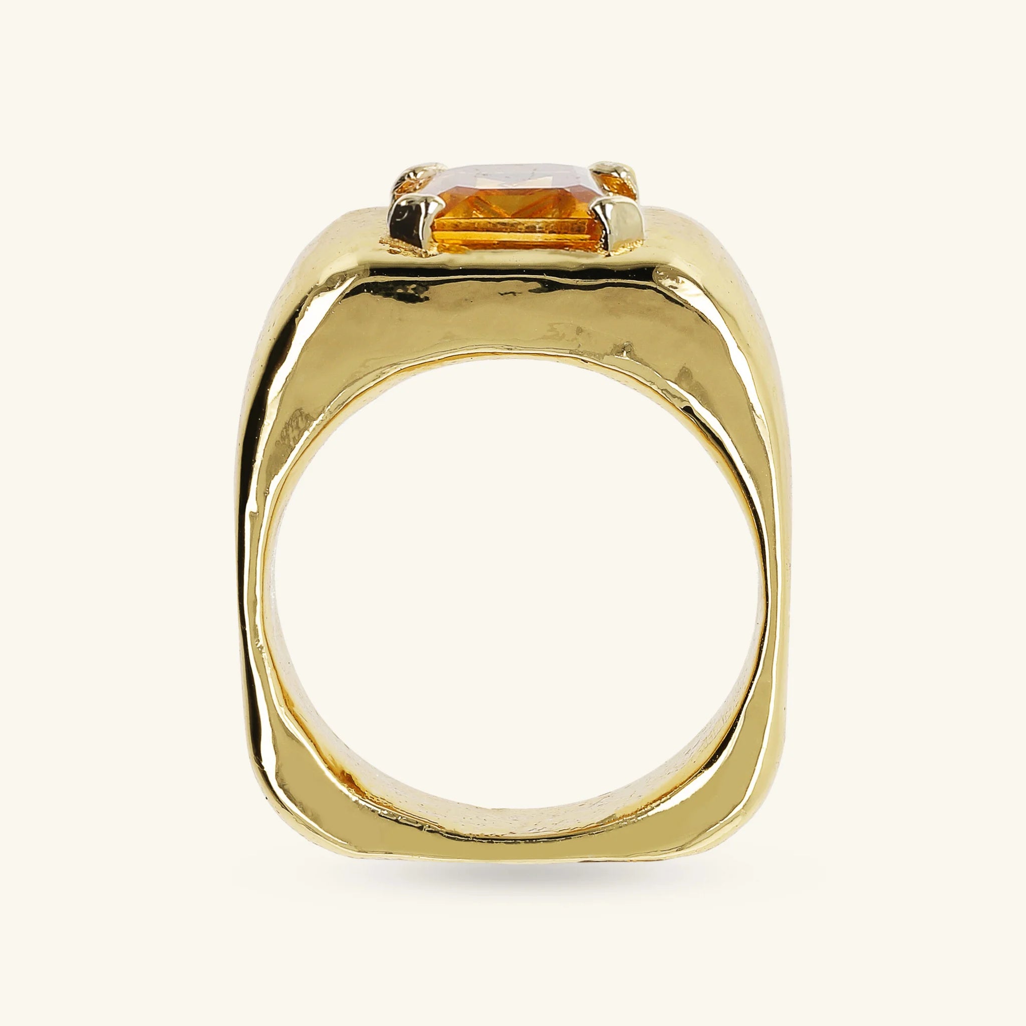 Anello Chevalier Squadrato con Pietra Naturale