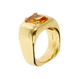 Square Chevalier Ring with Natural Stone