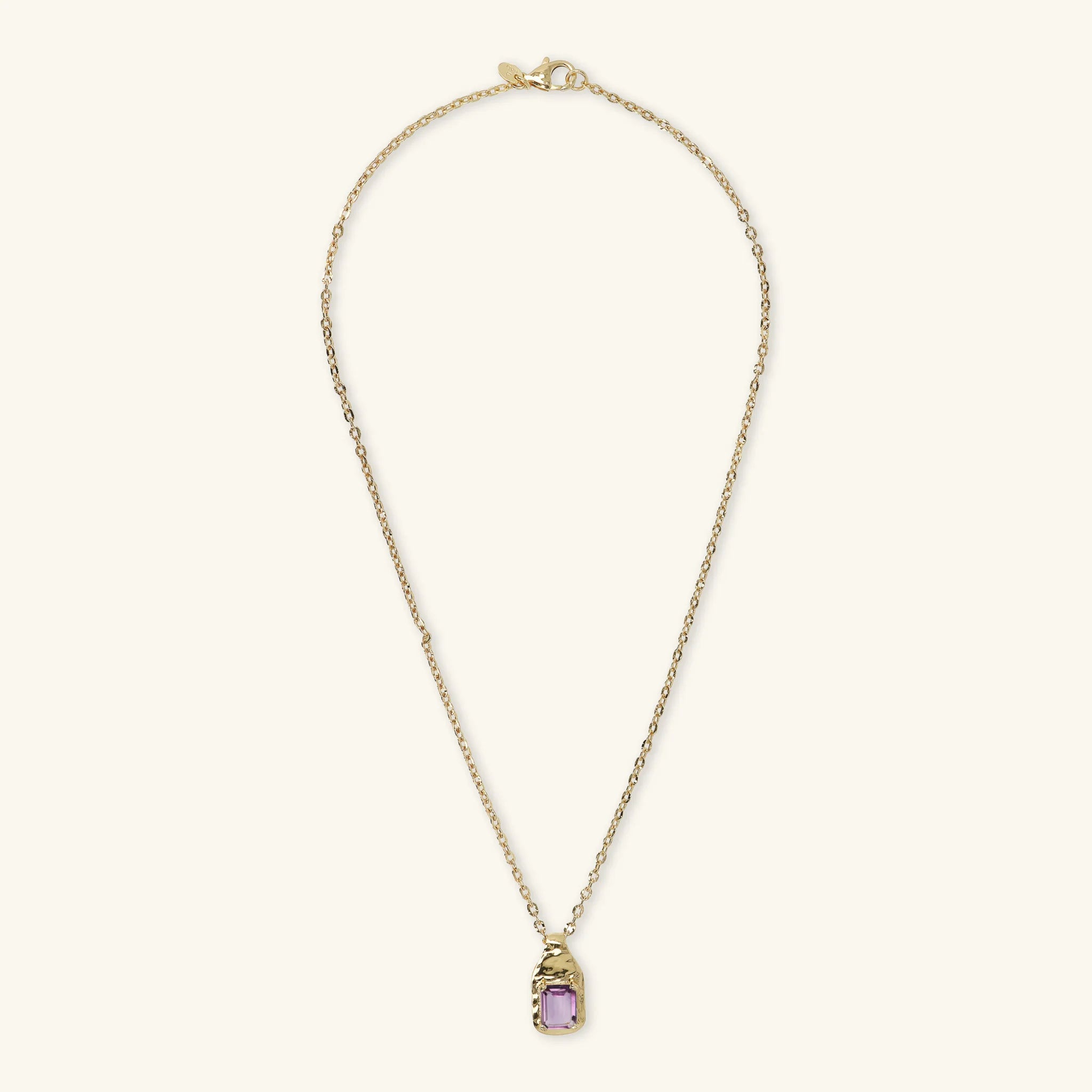 Collana Catena Forzatina con Pendente Martellato e Pietra Naturale