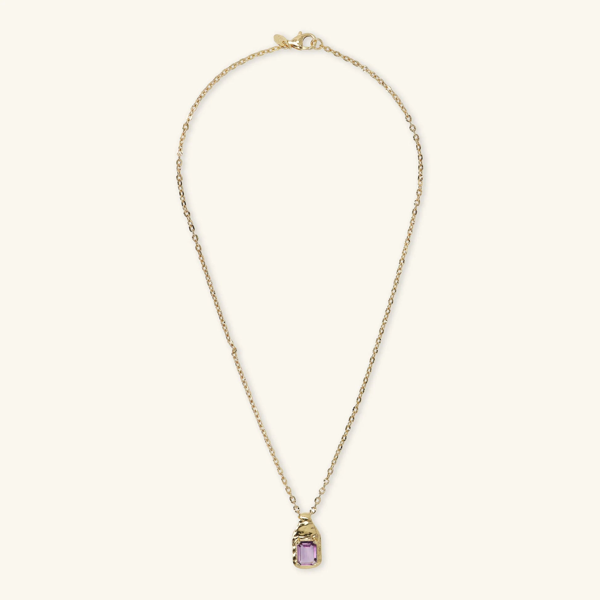 Forzatina Chain Necklace with Hammered Pendant and Natural Stone