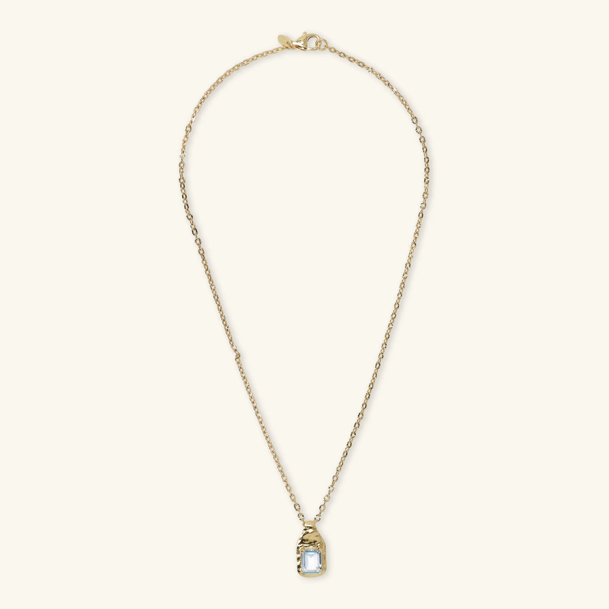 Collana Catena Forzatina con Pendente Martellato e Pietra Naturale