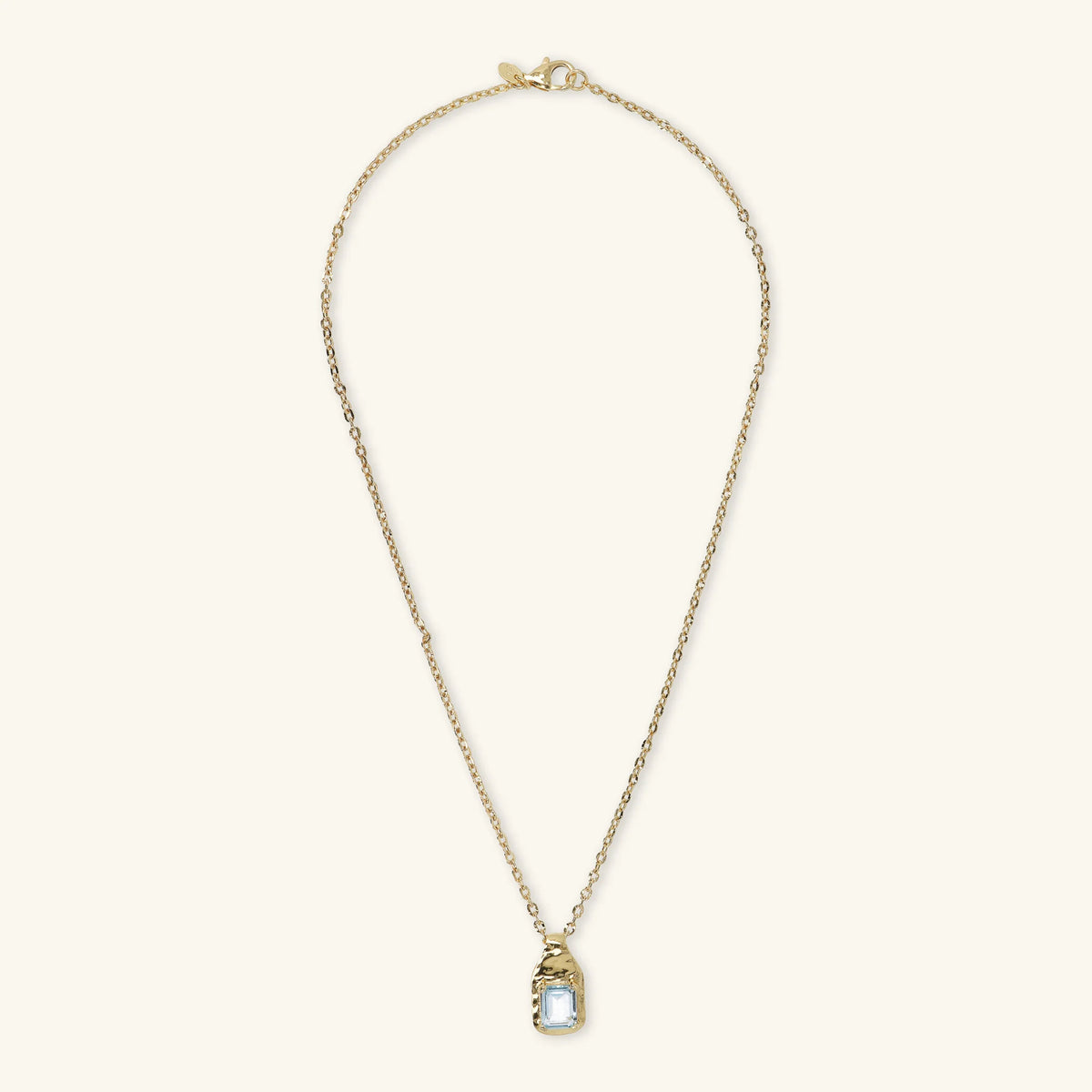Forzatina Chain Necklace with Hammered Pendant and Natural Stone