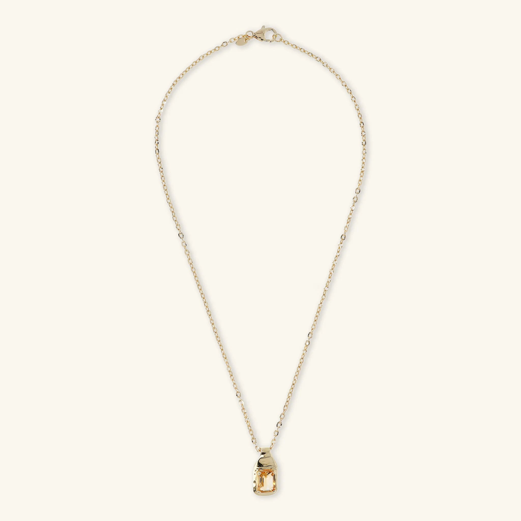 Collana Catena Forzatina con Pendente Martellato e Pietra Naturale