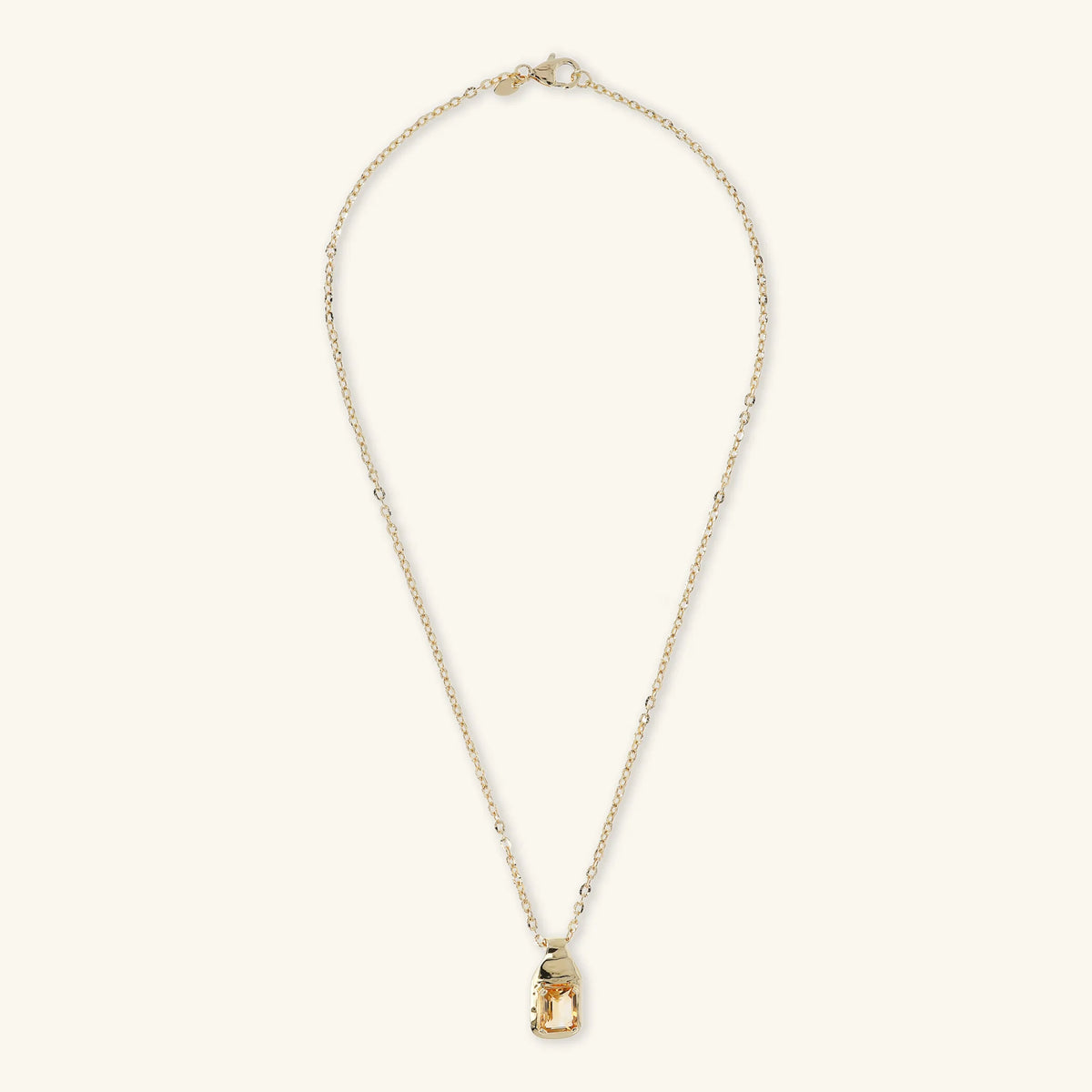Forzatina Chain Necklace with Hammered Pendant and Natural Stone