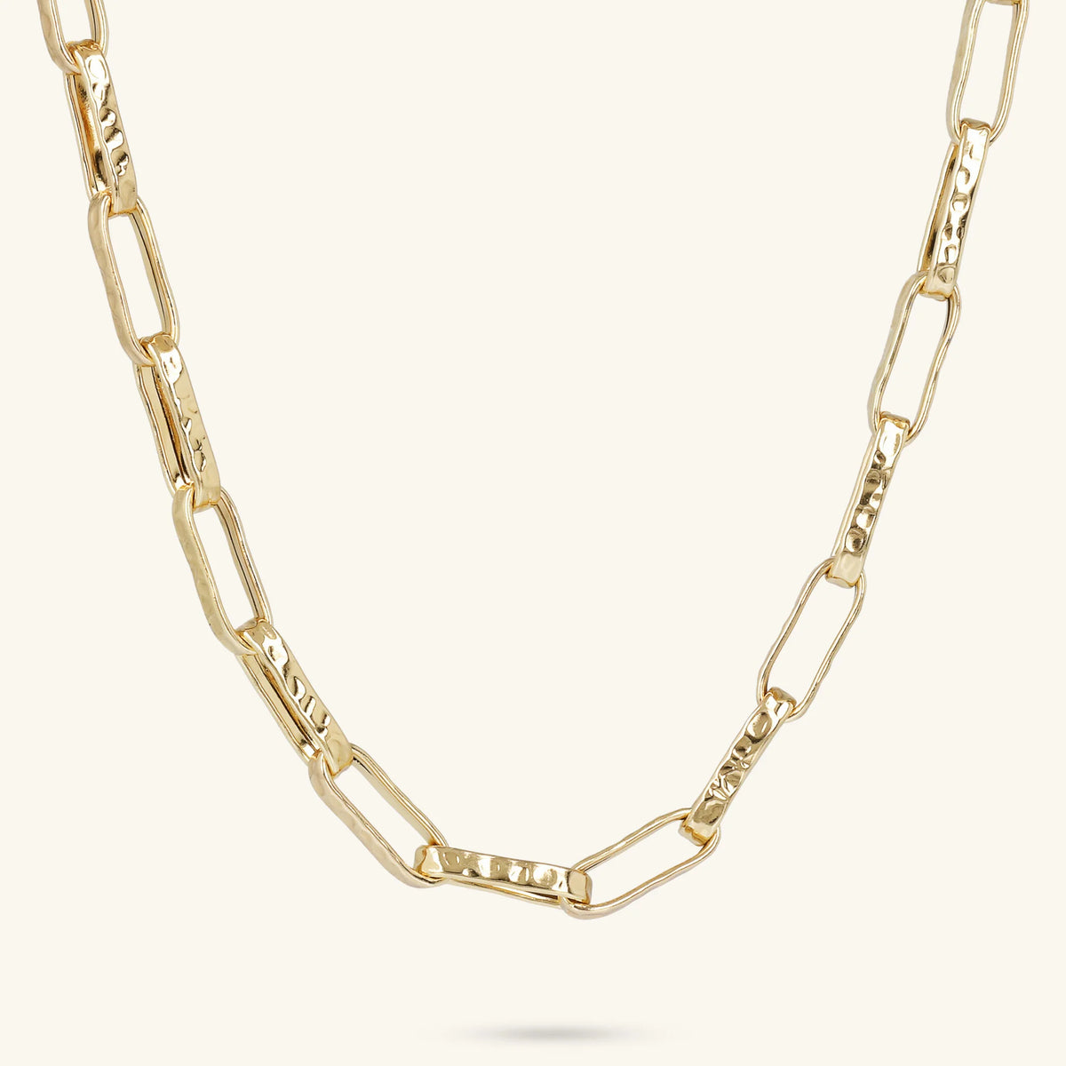 Hammered Paperclip Chain Necklace