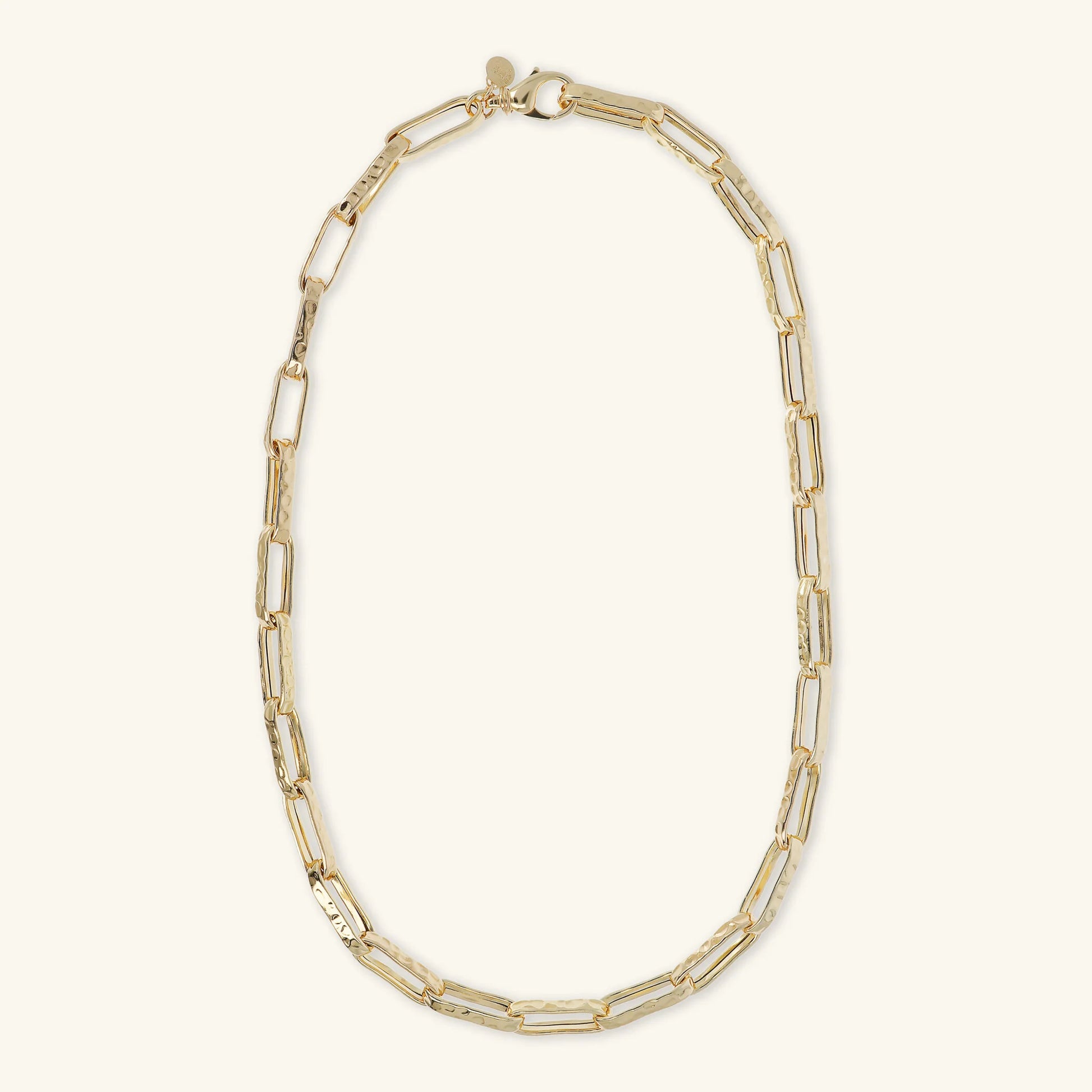 Collier chaîne forçat paperclip martelée