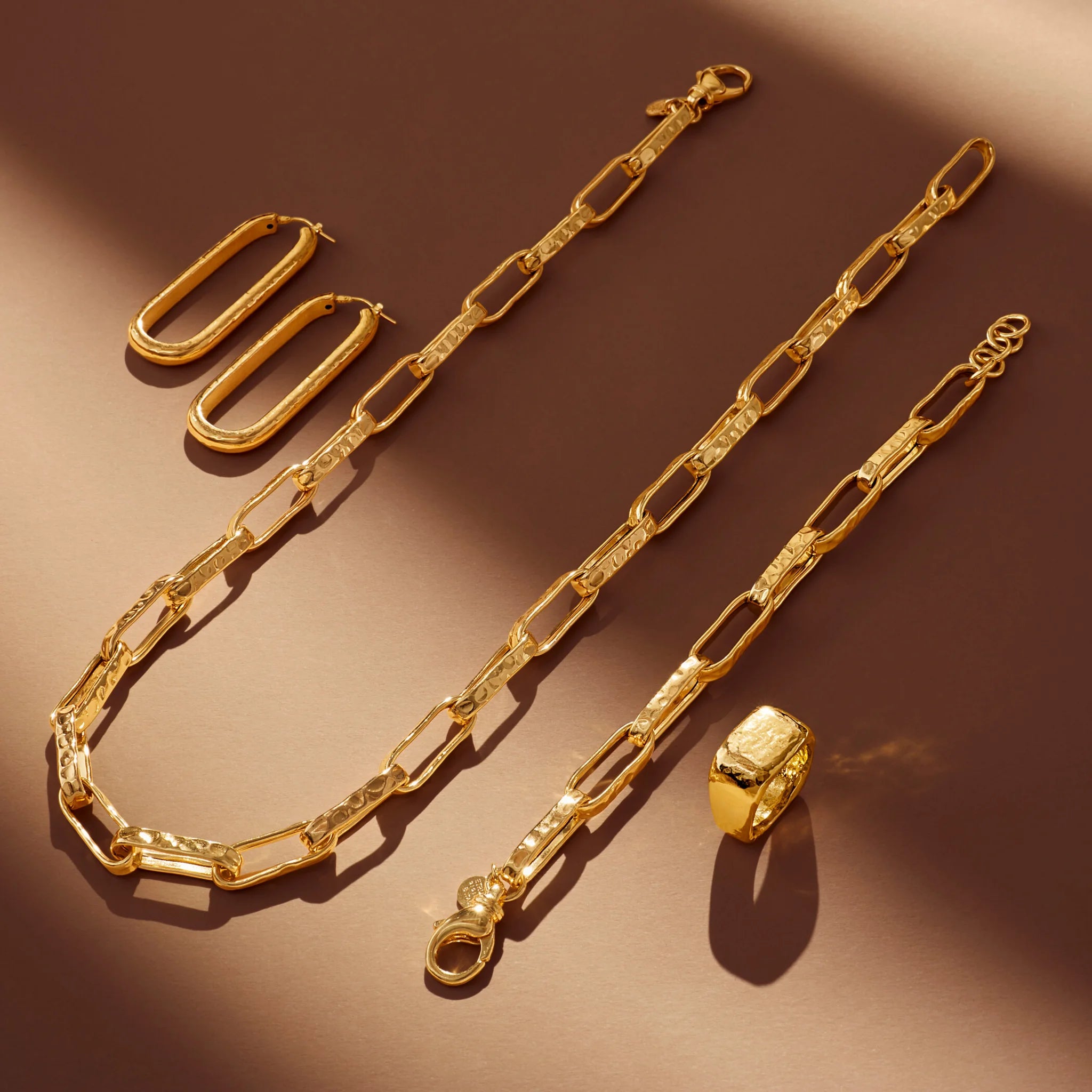 Collana Catena Forzatina Paperclip Martellata