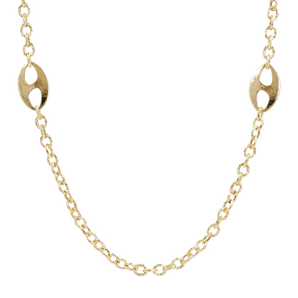 Long Rolo Chain Necklace with Hammered Links