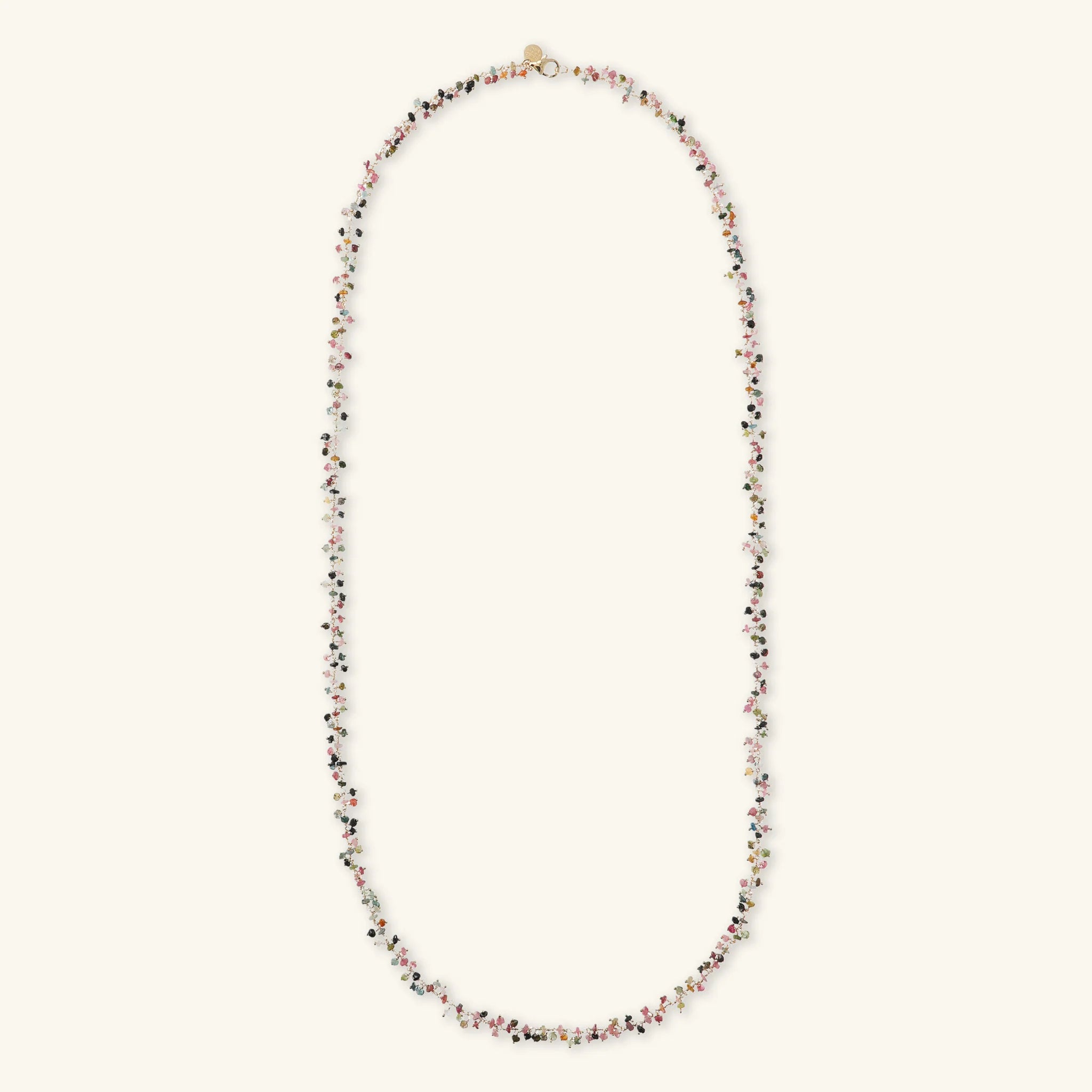 Rosary Necklace with Multicolor Natural Tourmaline Stone