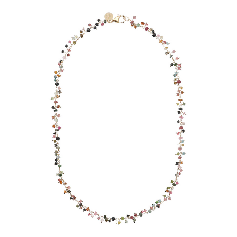 Halskette mit mehrfarbigem Turmalin-Naturstein