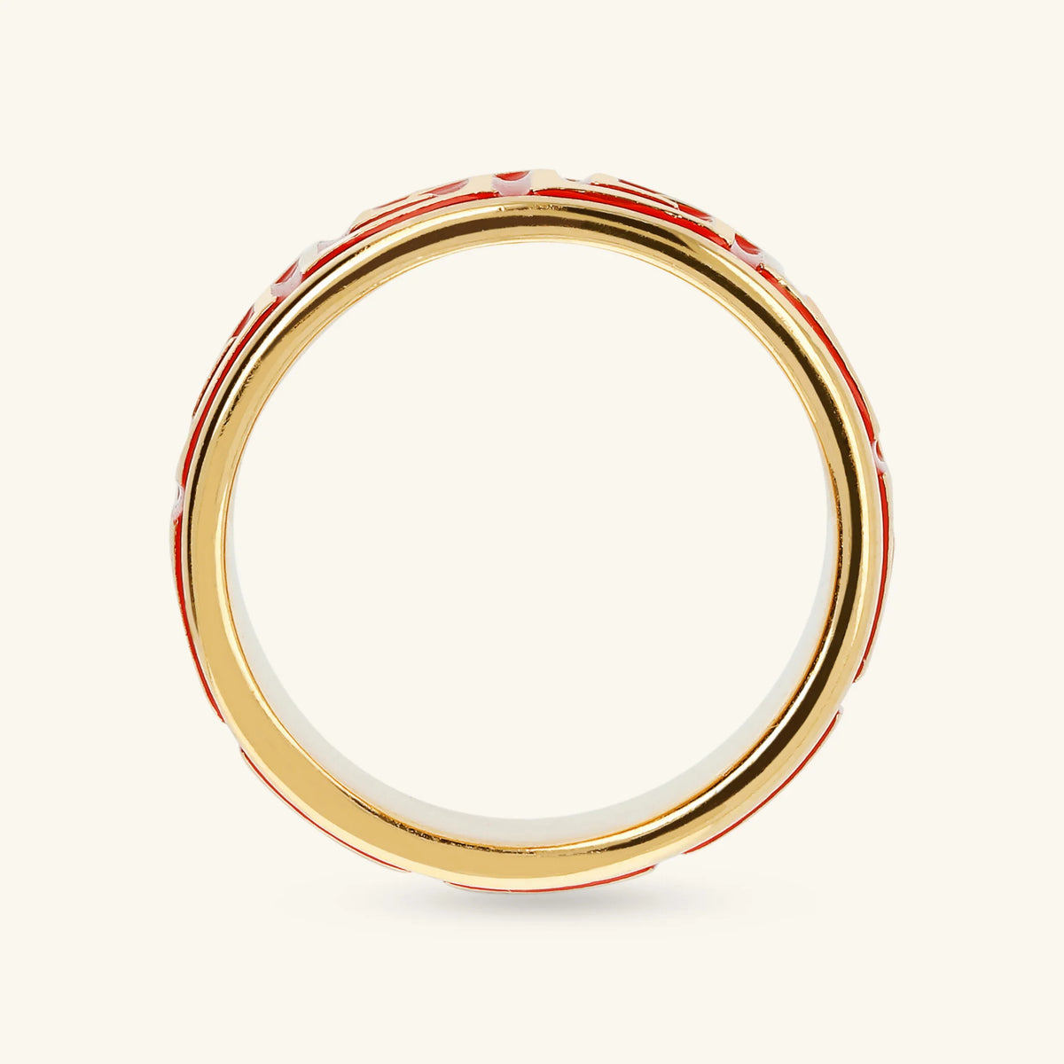 Enamel Band Ring with Greek Key Pattern