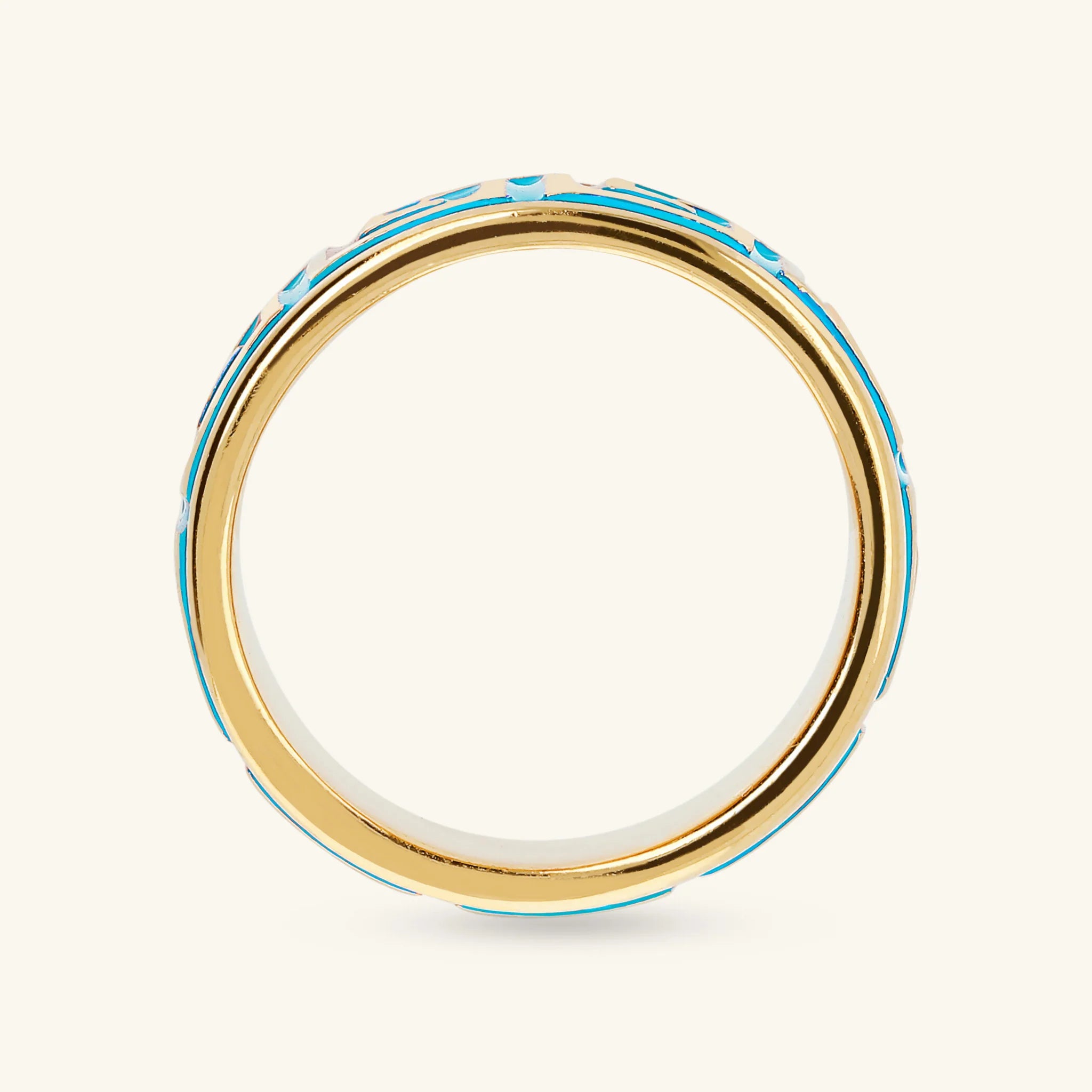 Anello a Fascia Smaltato con Greca