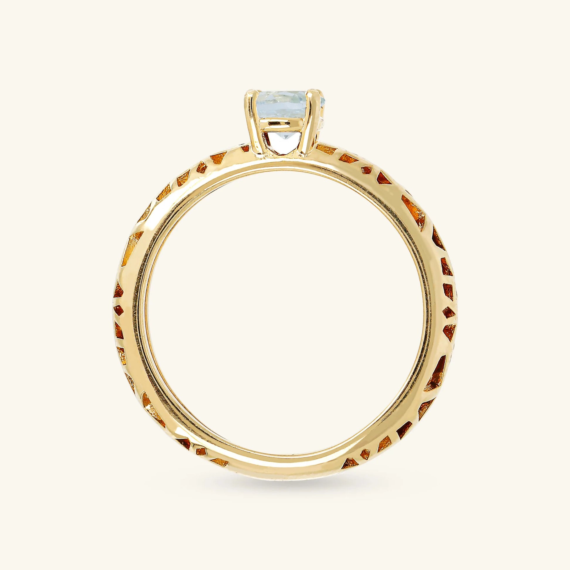 Openwork Solitaire Ring With Red Garnet