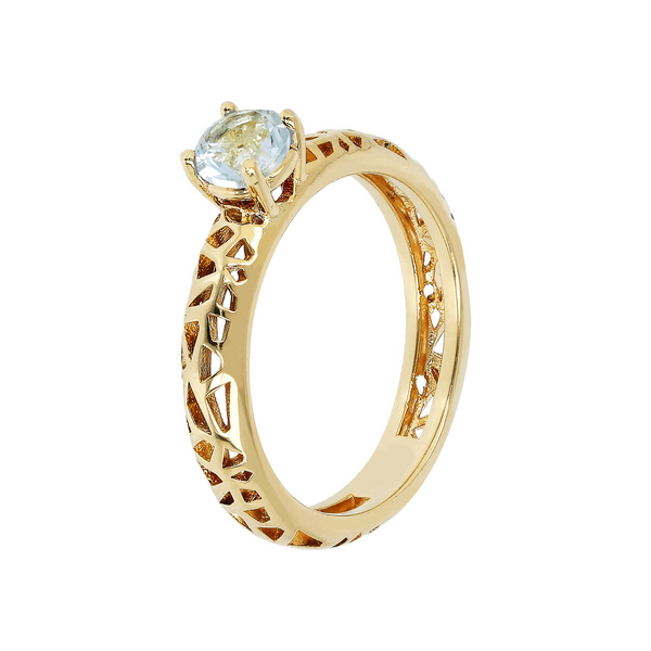 Perforated Solitaire Ring With Natural Stone