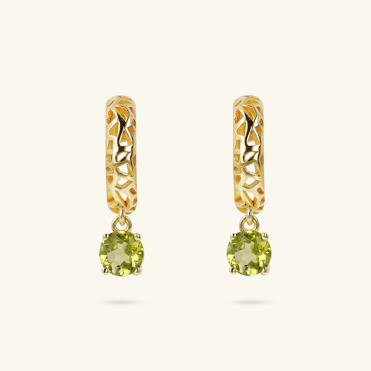 Orecchini Pendenti Traforati in Argento 925 Placcati Oro Giallo 18kt con Pietra Naturale