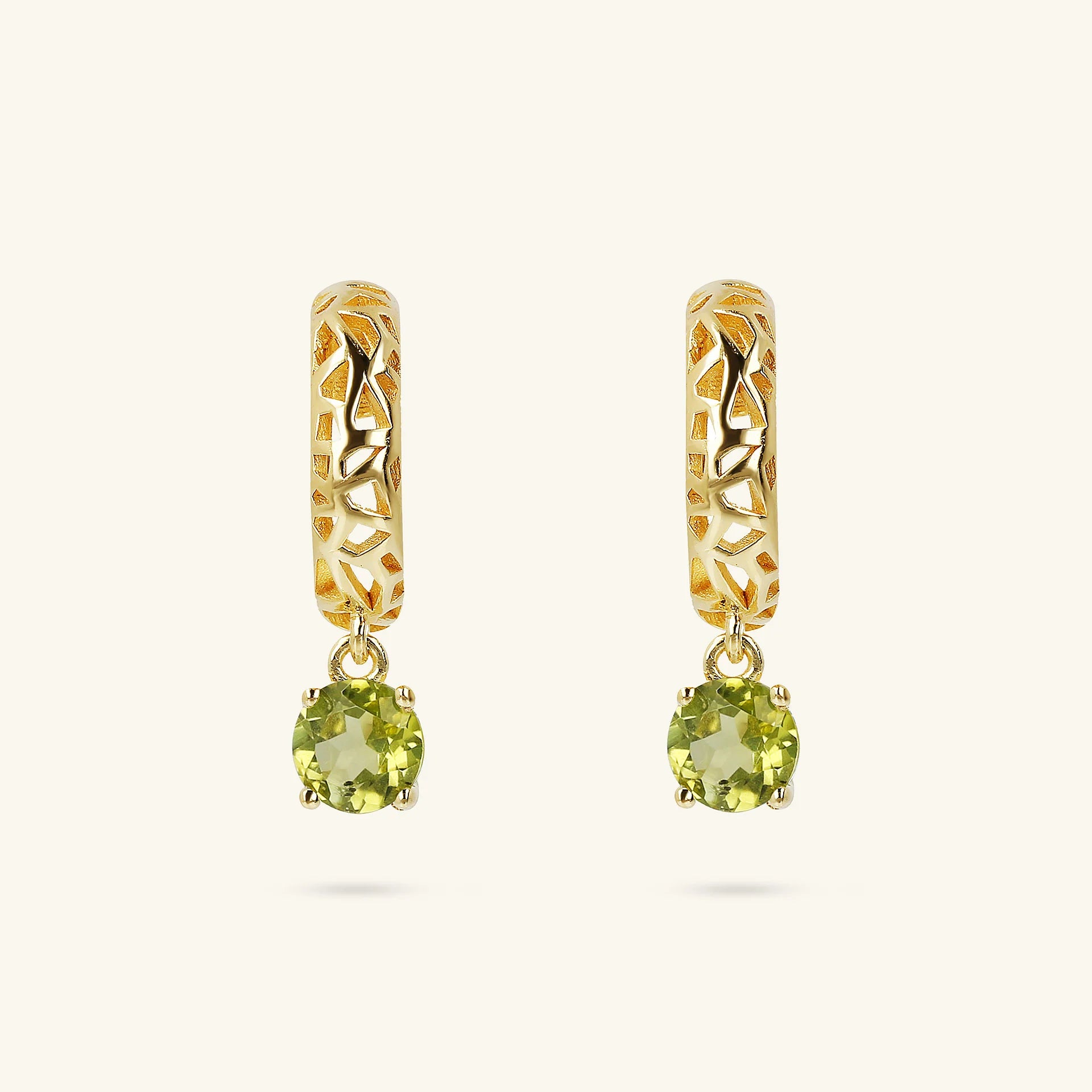 Openwork Earrings With Red Garnet